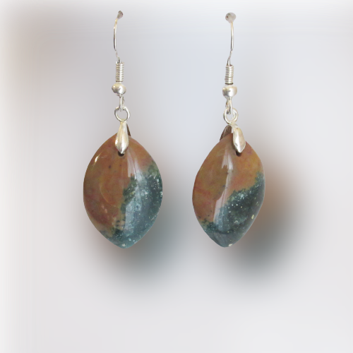 Boucles d'Oreilles - Jaspe Orbiculaire - Marquise