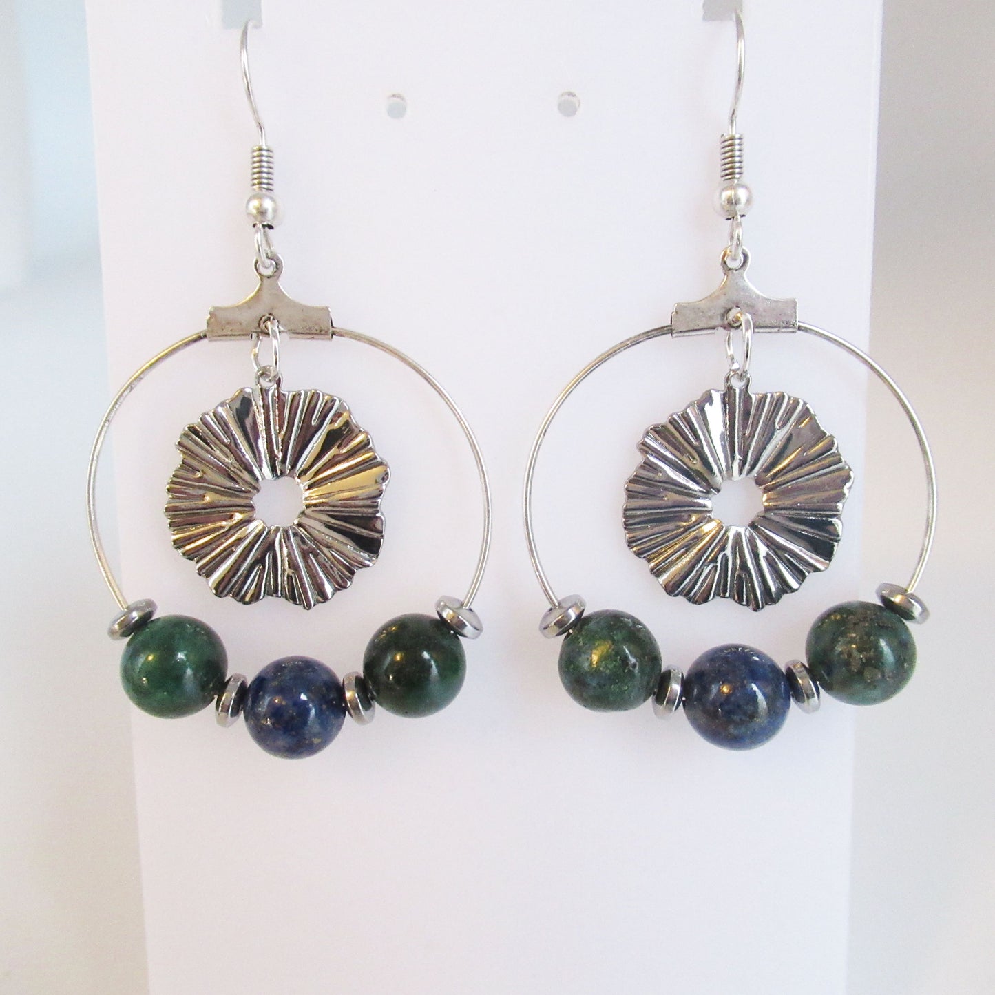 Boucles d'oreilles Créoles - Azurite Malachite