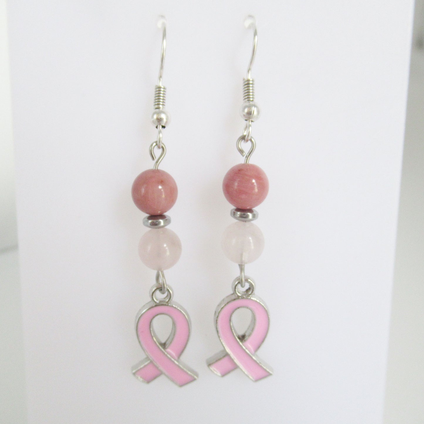 Collection en pierre naturelle - Octobre rose - Bracelet - Collier - Boucles d'oreilles