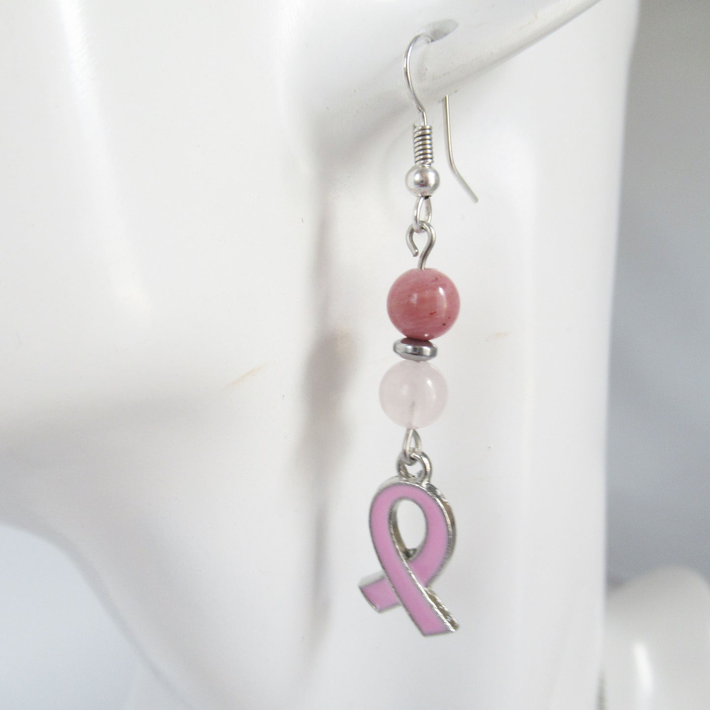Collection en pierre naturelle - Octobre rose - Bracelet - Collier - Boucles d'oreilles