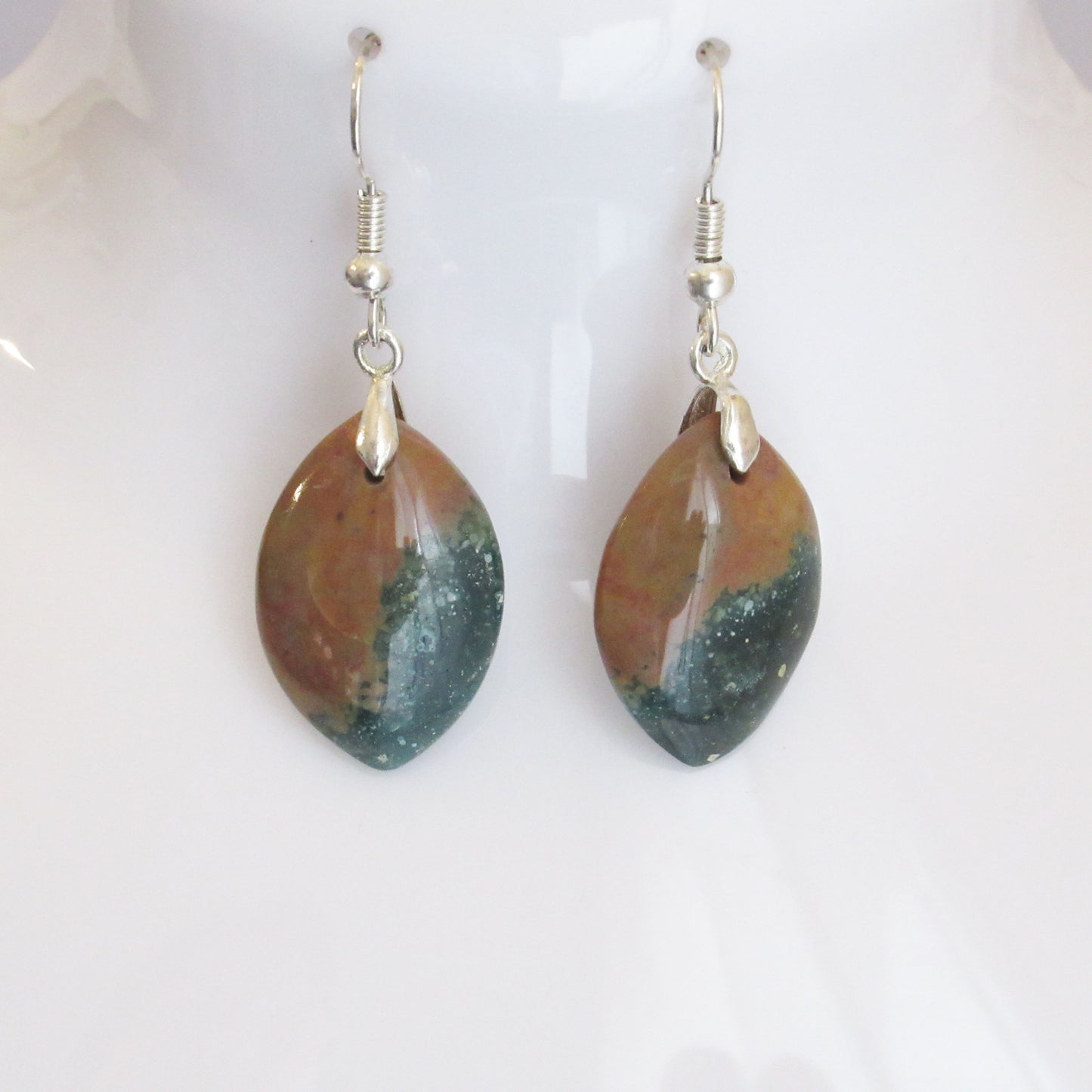 Boucles d'Oreilles - Jaspe Orbiculaire - Marquise