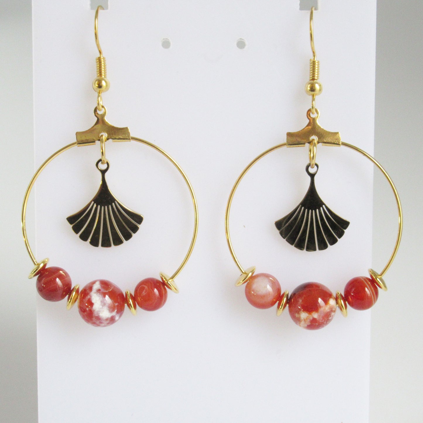 Boucles d'oreilles Créoles - Agate de Feu - Cornaline