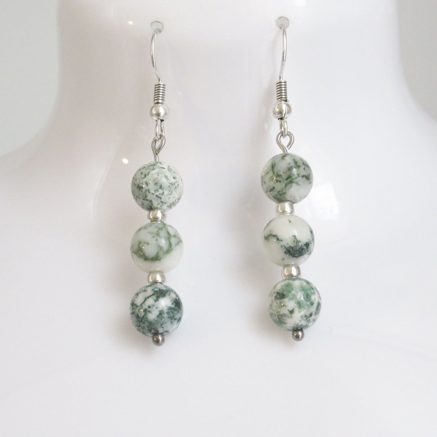 Boucles d'oreilles - Triple perles - en pierres naturelles