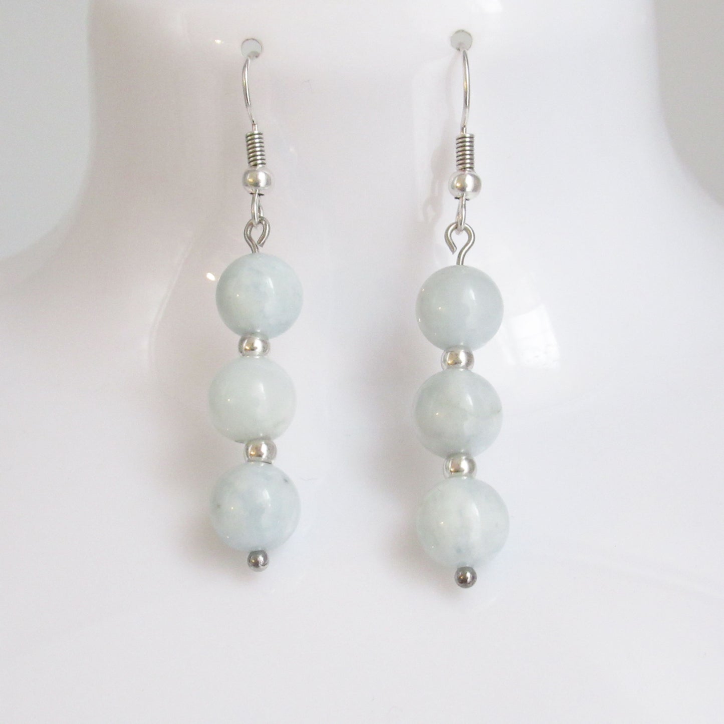 Boucles d'oreilles - Triple perles - en pierres naturelles