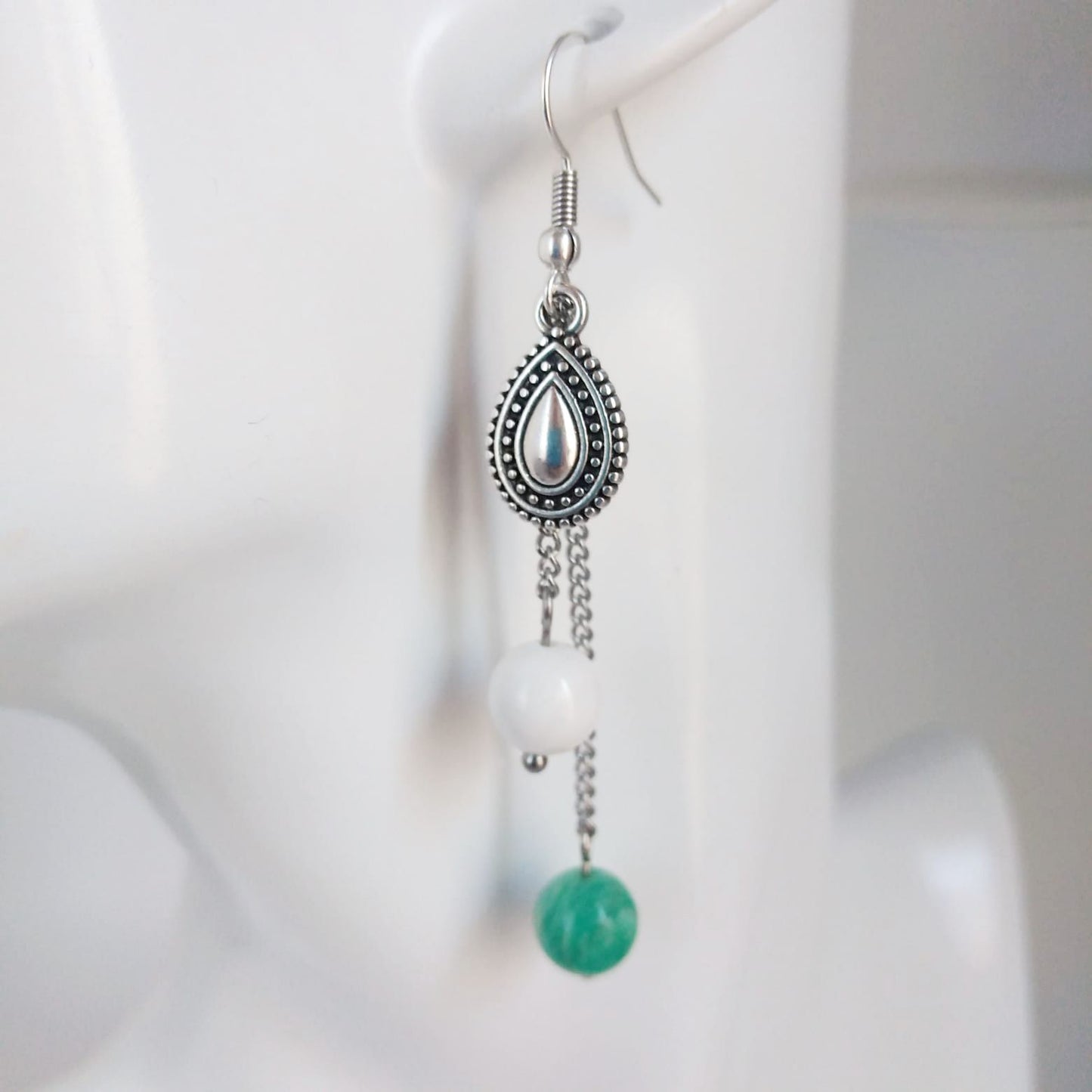 Boucles d'oreilles Amazonite AAA - Nacre - Goutte