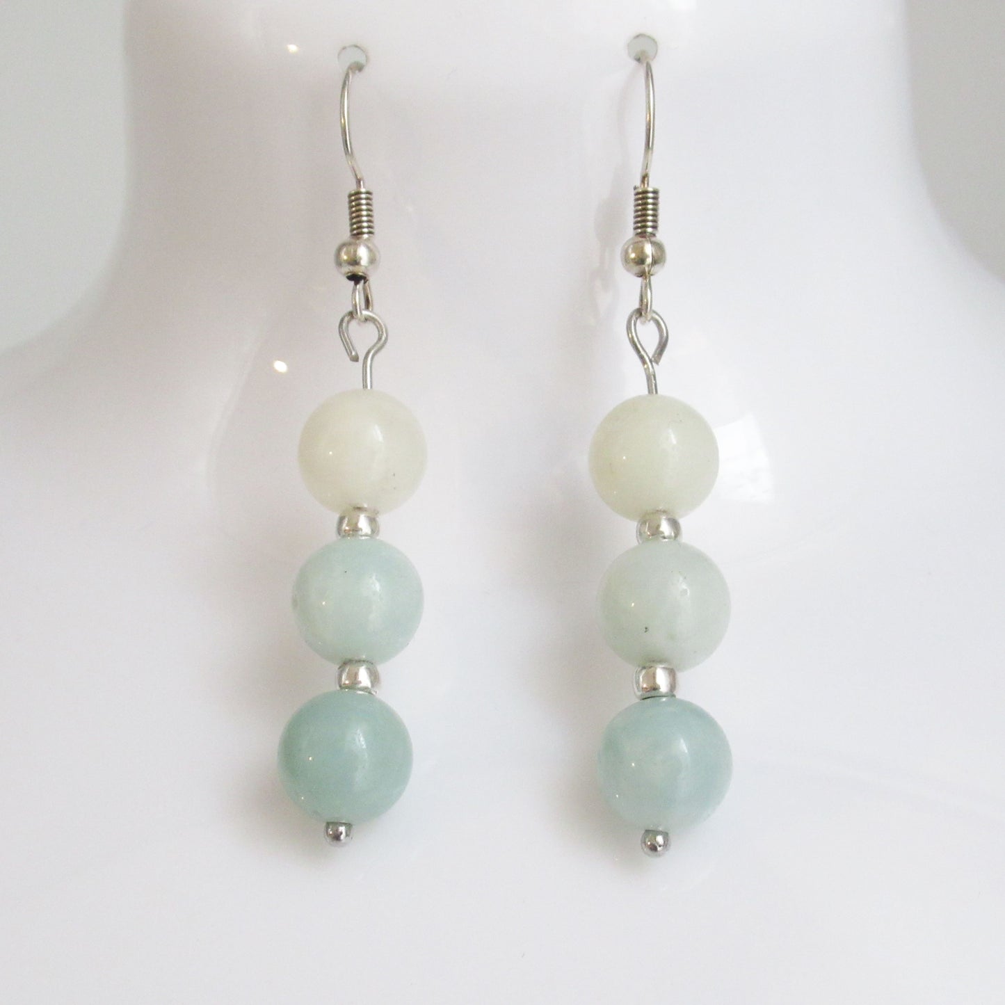 Boucles d'oreilles - Triple perles - en pierres naturelles