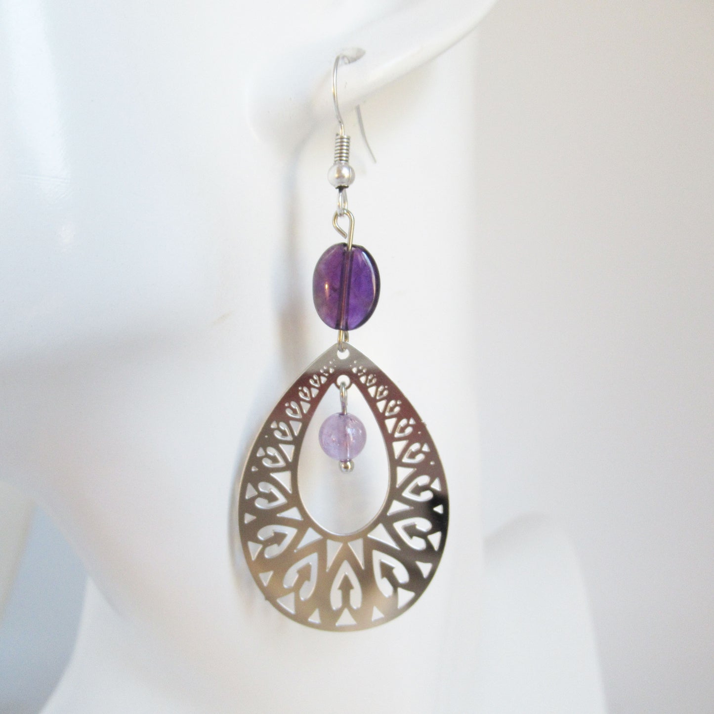 Boucles d'oreilles en pierres naturelles - Améthyste