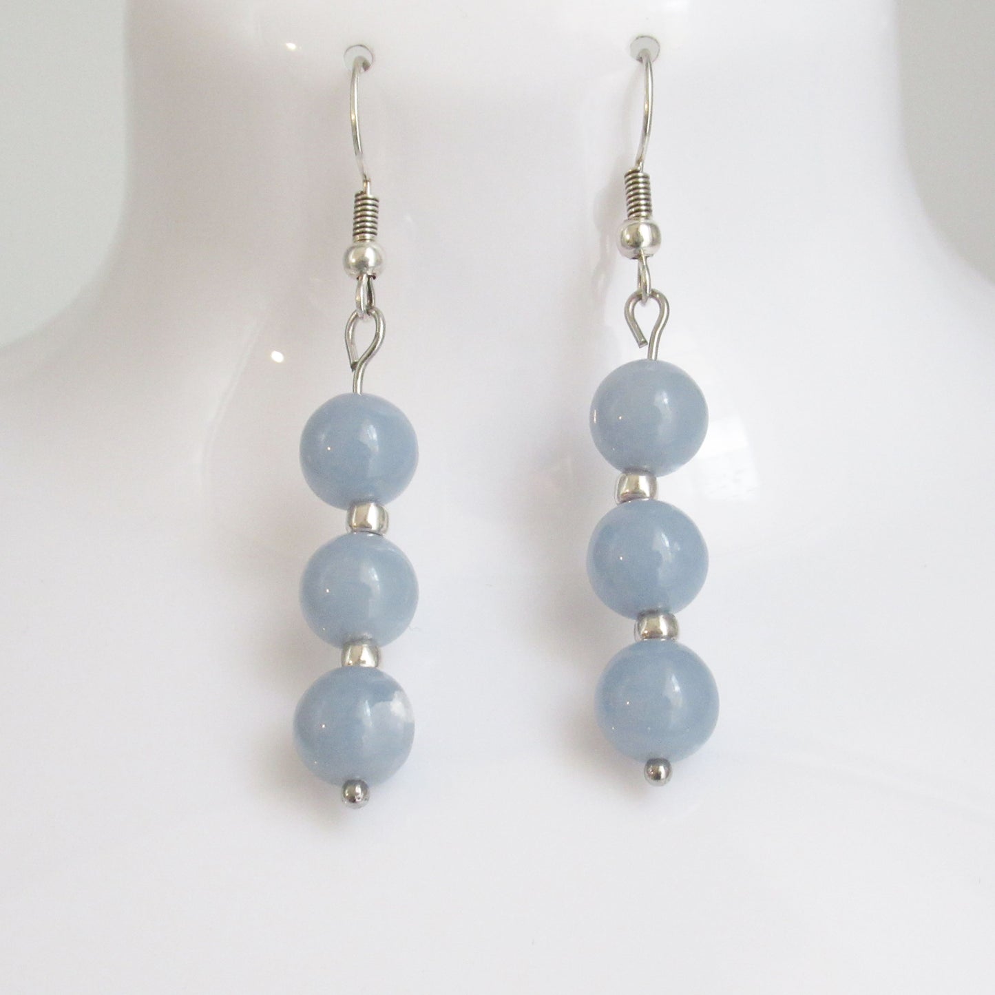 Boucles d'oreilles - Triple perles - en pierres naturelles