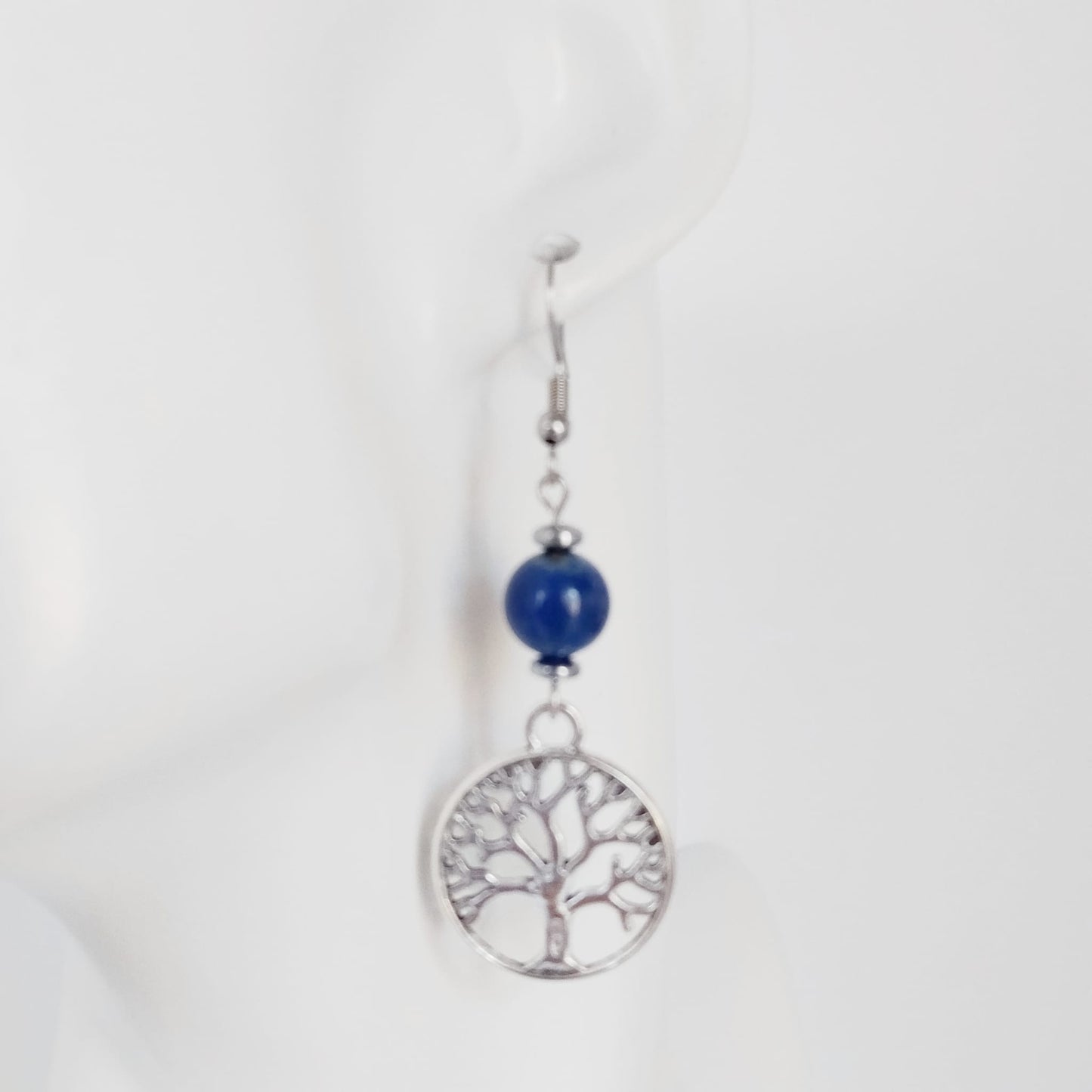Boucles d'oreilles en pierres naturelles - Perles + Arbre de Vie