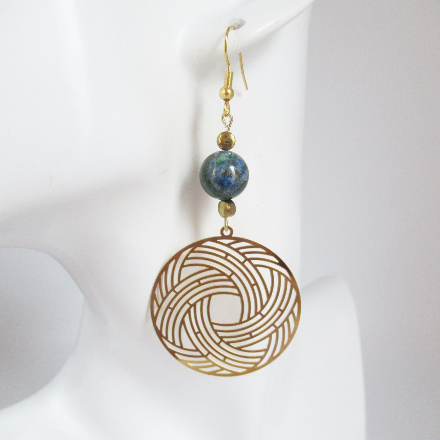 Boucles d'oreilles en pierres naturelles - Azurite Malachite