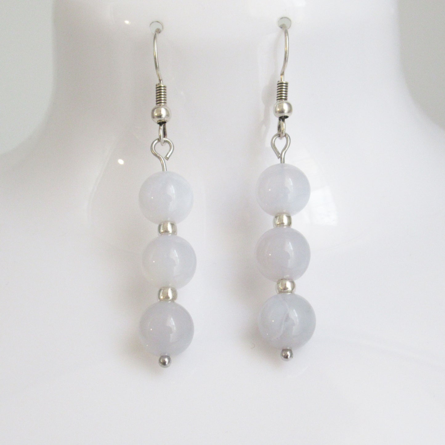 Boucles d'oreilles - Triple perles - en pierres naturelles
