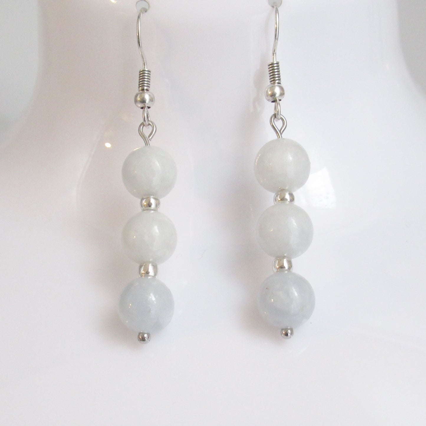 Boucles d'oreilles - Triple perles - en pierres naturelles