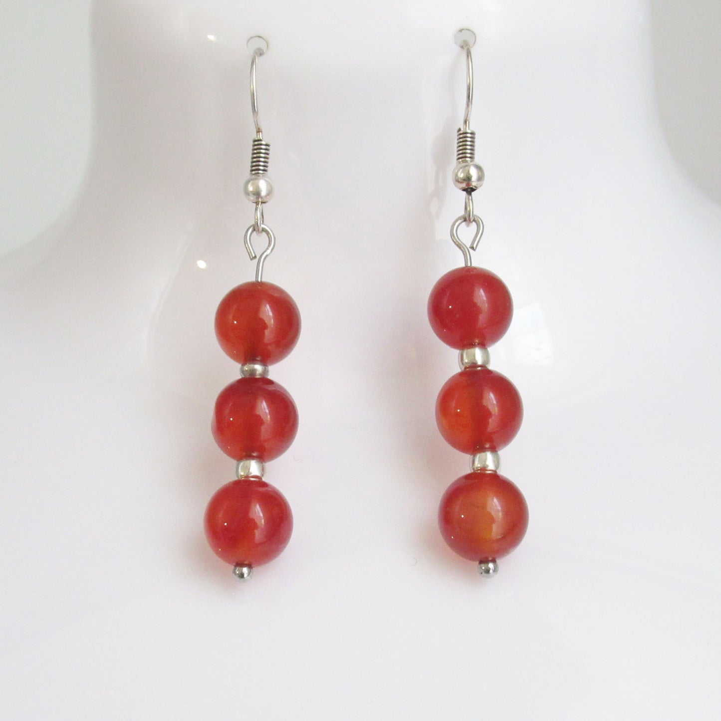 Boucles d'oreilles - Triple perles - en pierres naturelles