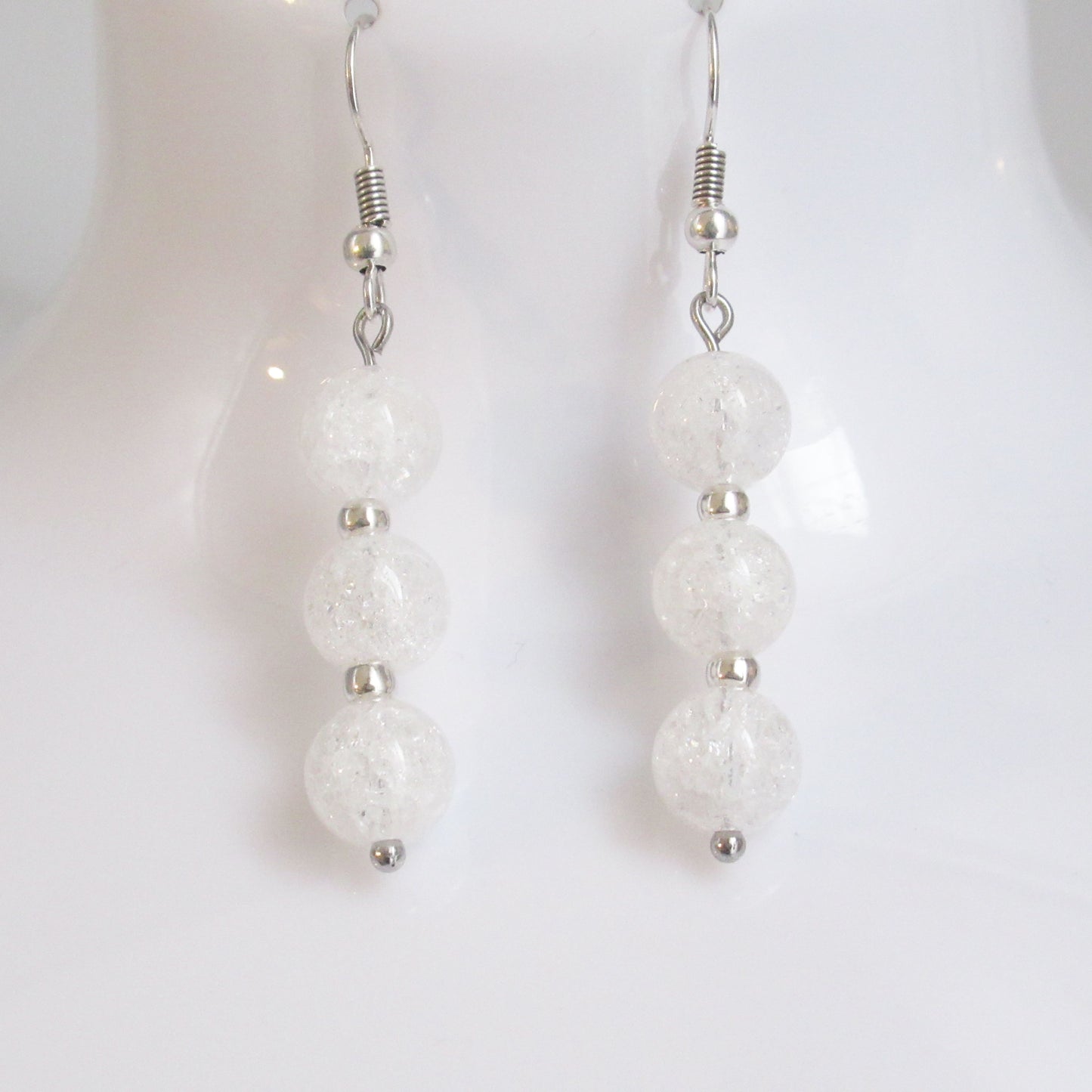 Boucles d'oreilles - Triple perles - en pierres naturelles