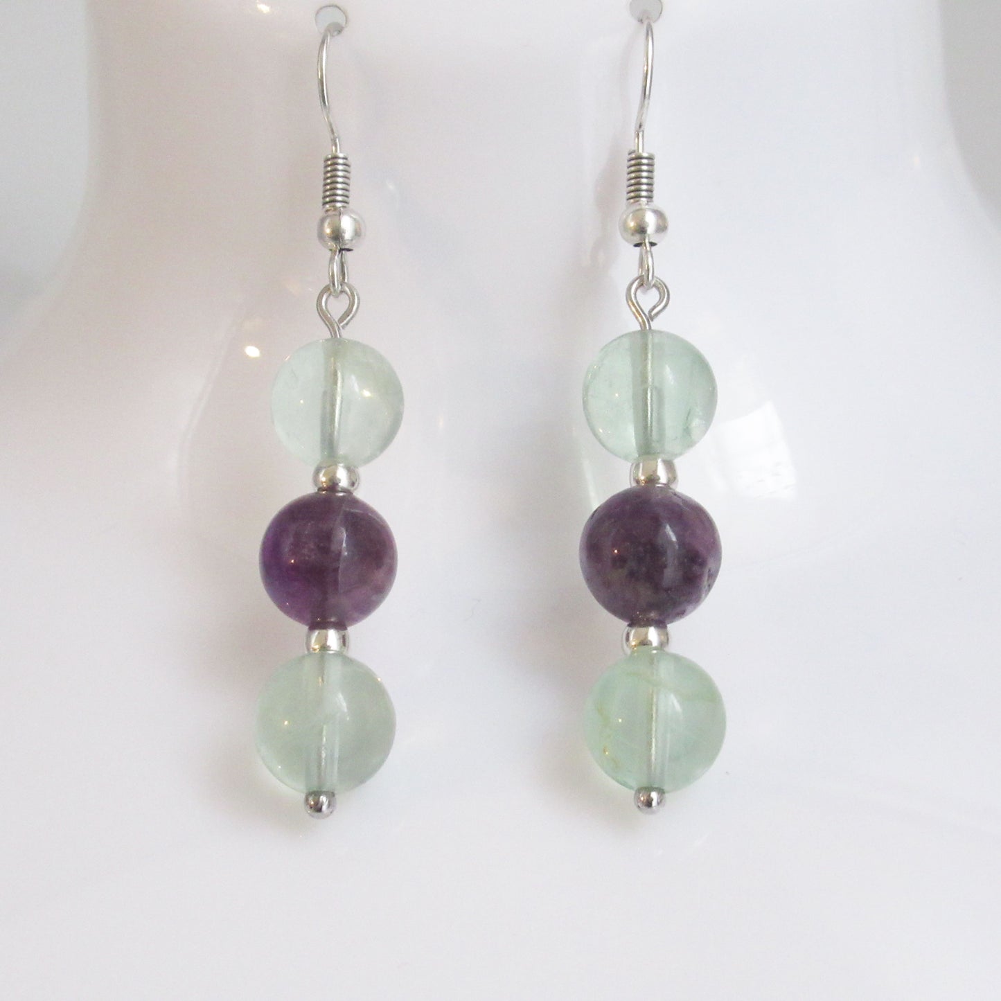 Boucles d'oreilles - Triple perles - en pierres naturelles