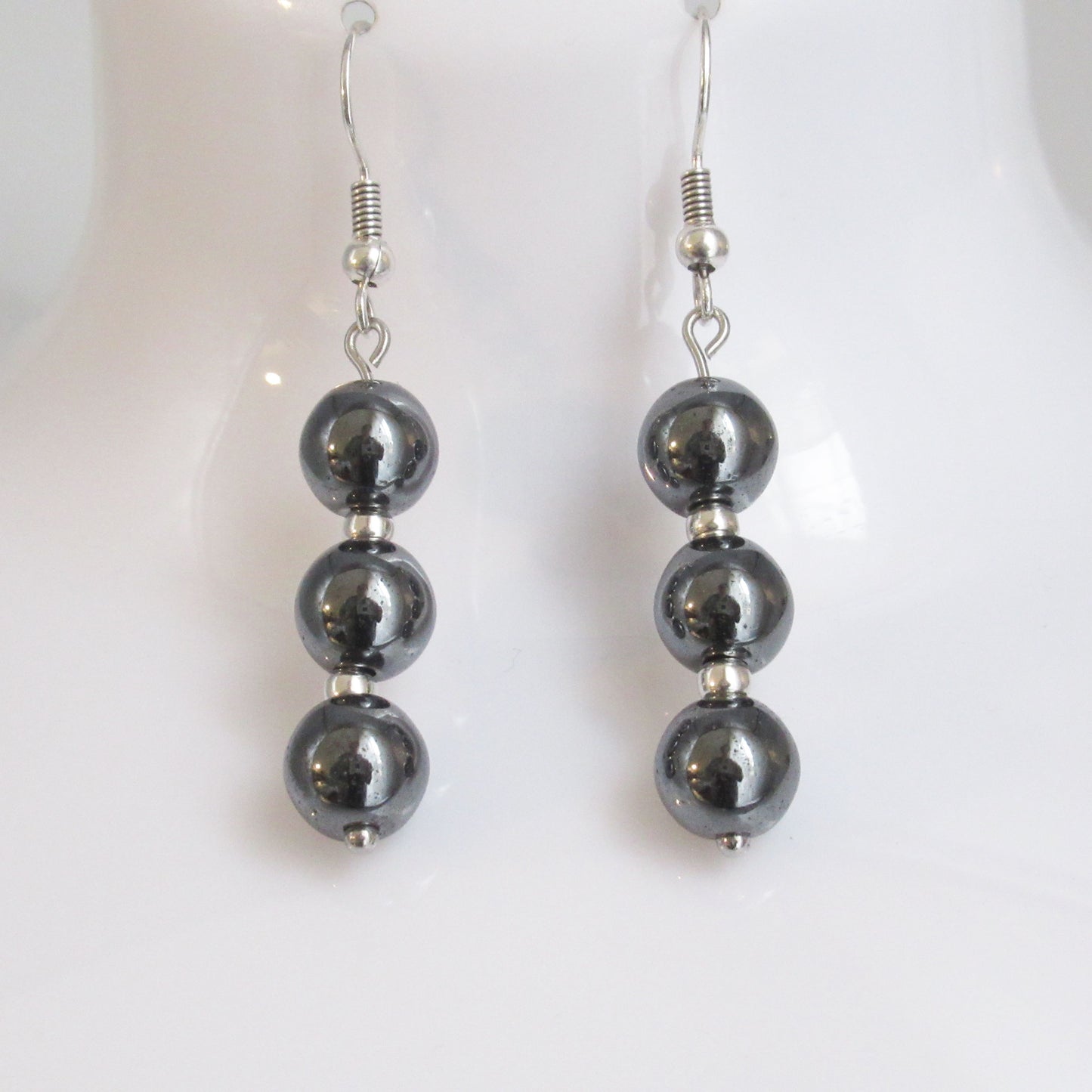 Boucles d'oreilles - Triple perles - en pierres naturelles