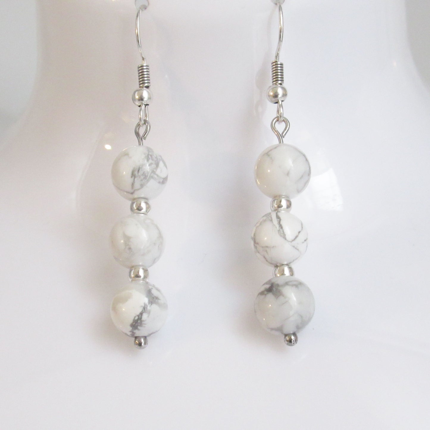 Boucles d'oreilles - Triple perles - en pierres naturelles
