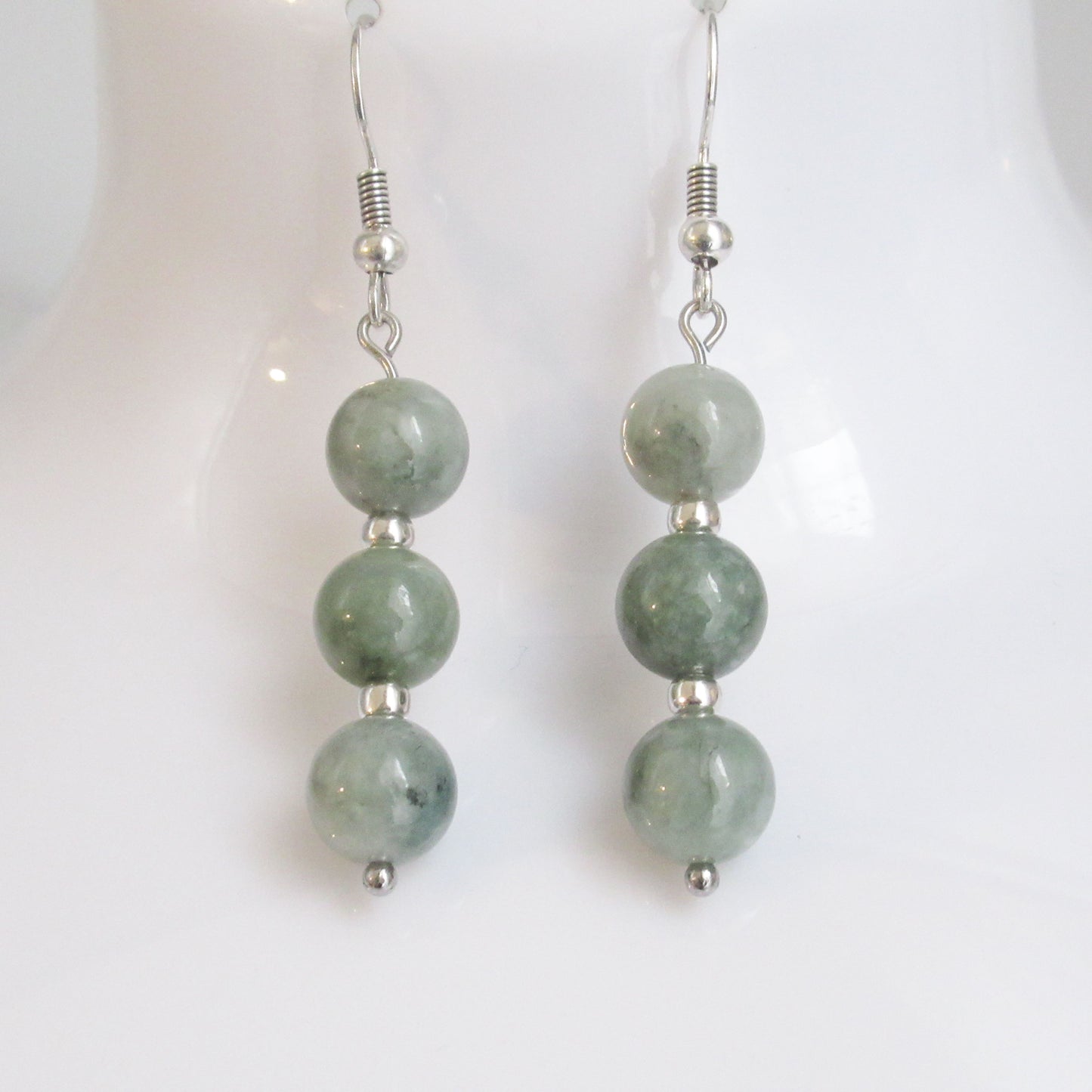 Boucles d'oreilles - Triple perles - en pierres naturelles