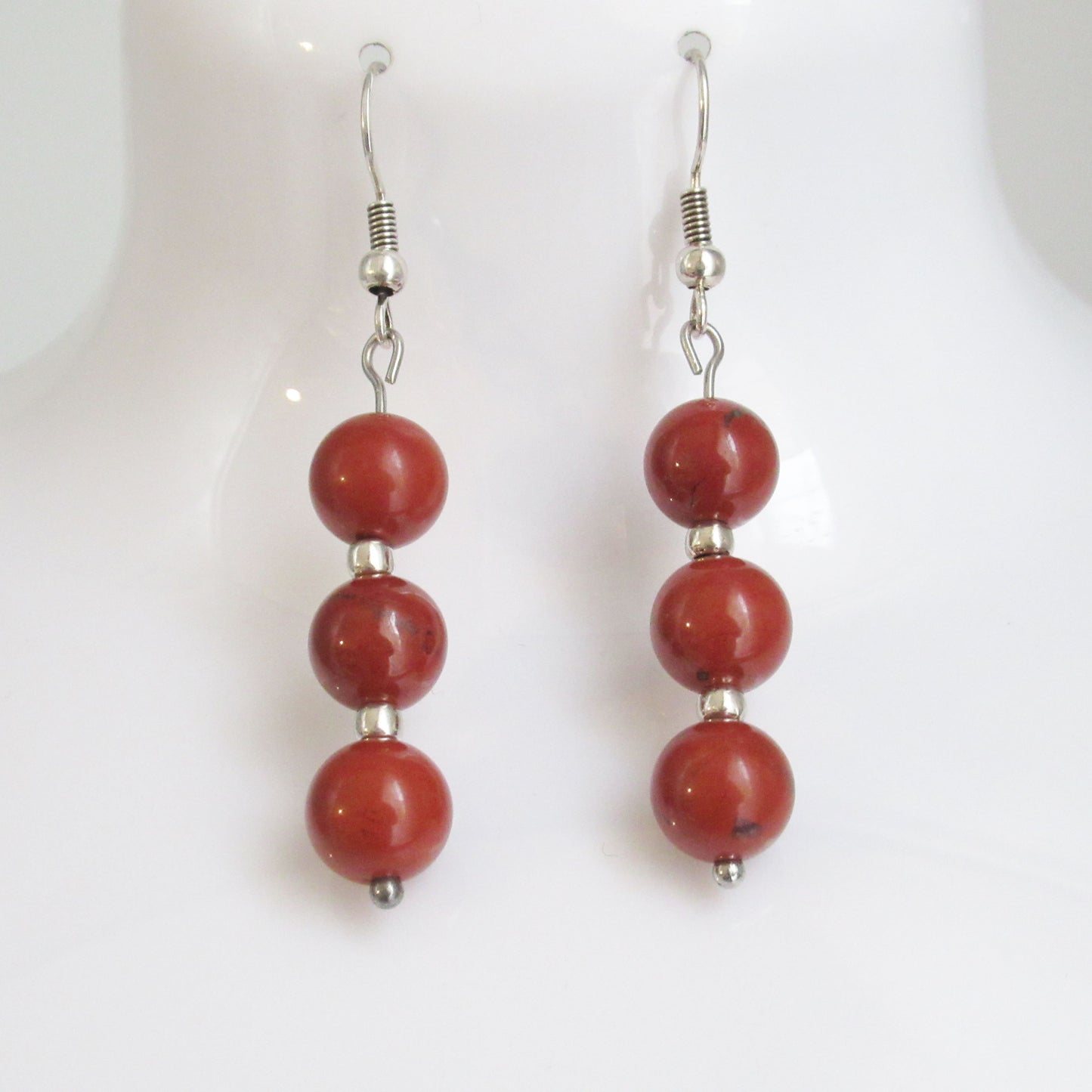 Boucles d'oreilles - Triple perles - en pierres naturelles