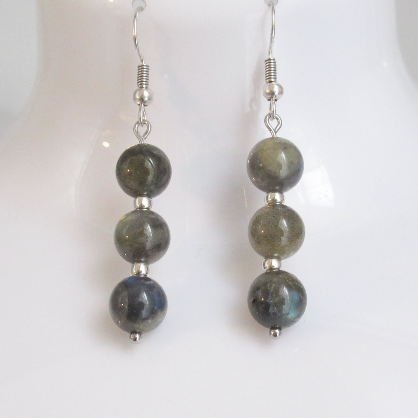 Boucles d'oreilles - Triple perles - en pierres naturelles
