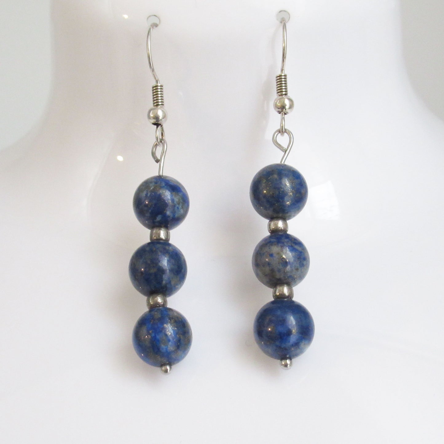 Boucles d'oreilles - Triple perles - en pierres naturelles