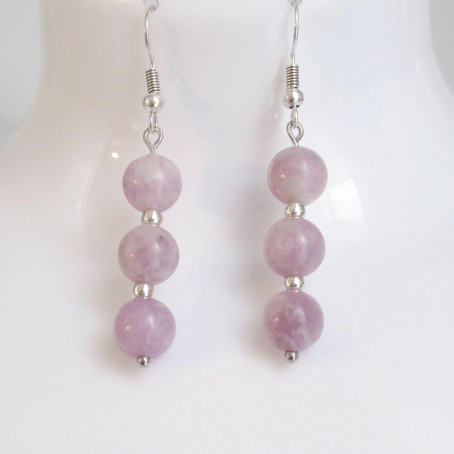 Boucles d'oreilles - Triple perles - en pierres naturelles