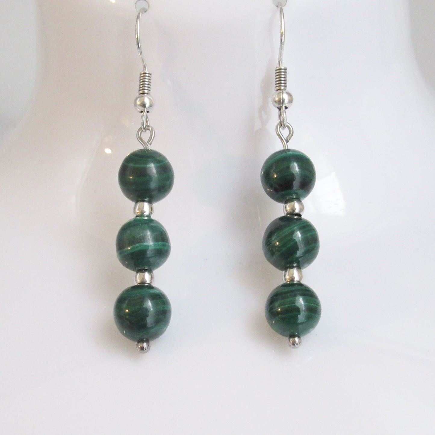 Boucles d'oreilles - Triple perles - en pierres naturelles