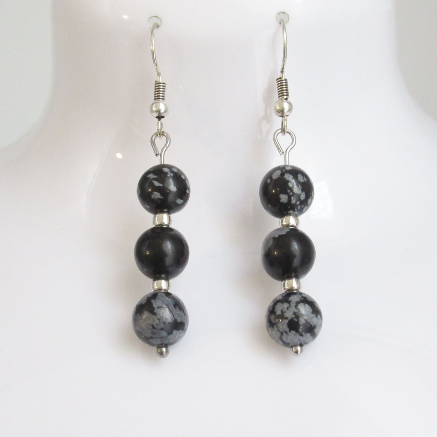 Boucles d'oreilles - Triple perles - en pierres naturelles