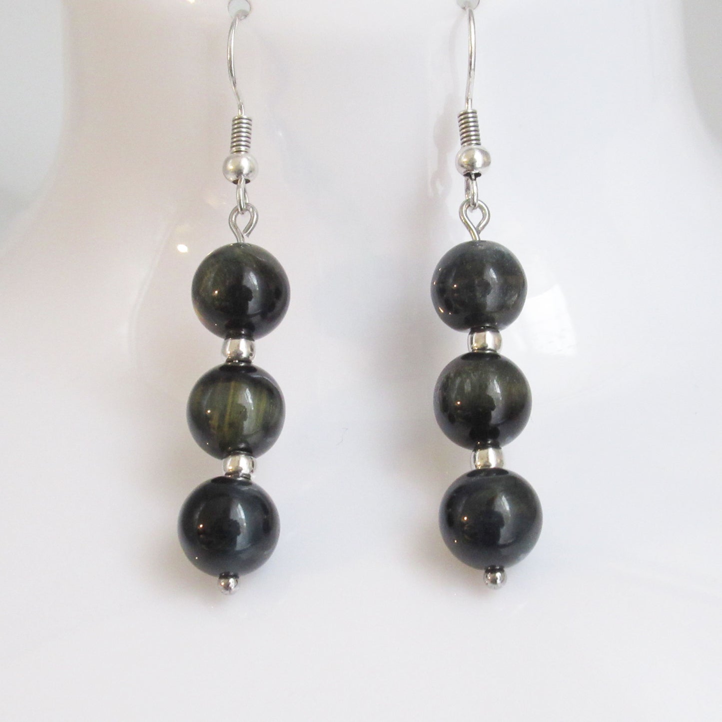 Boucles d'oreilles - Triple perles - en pierres naturelles