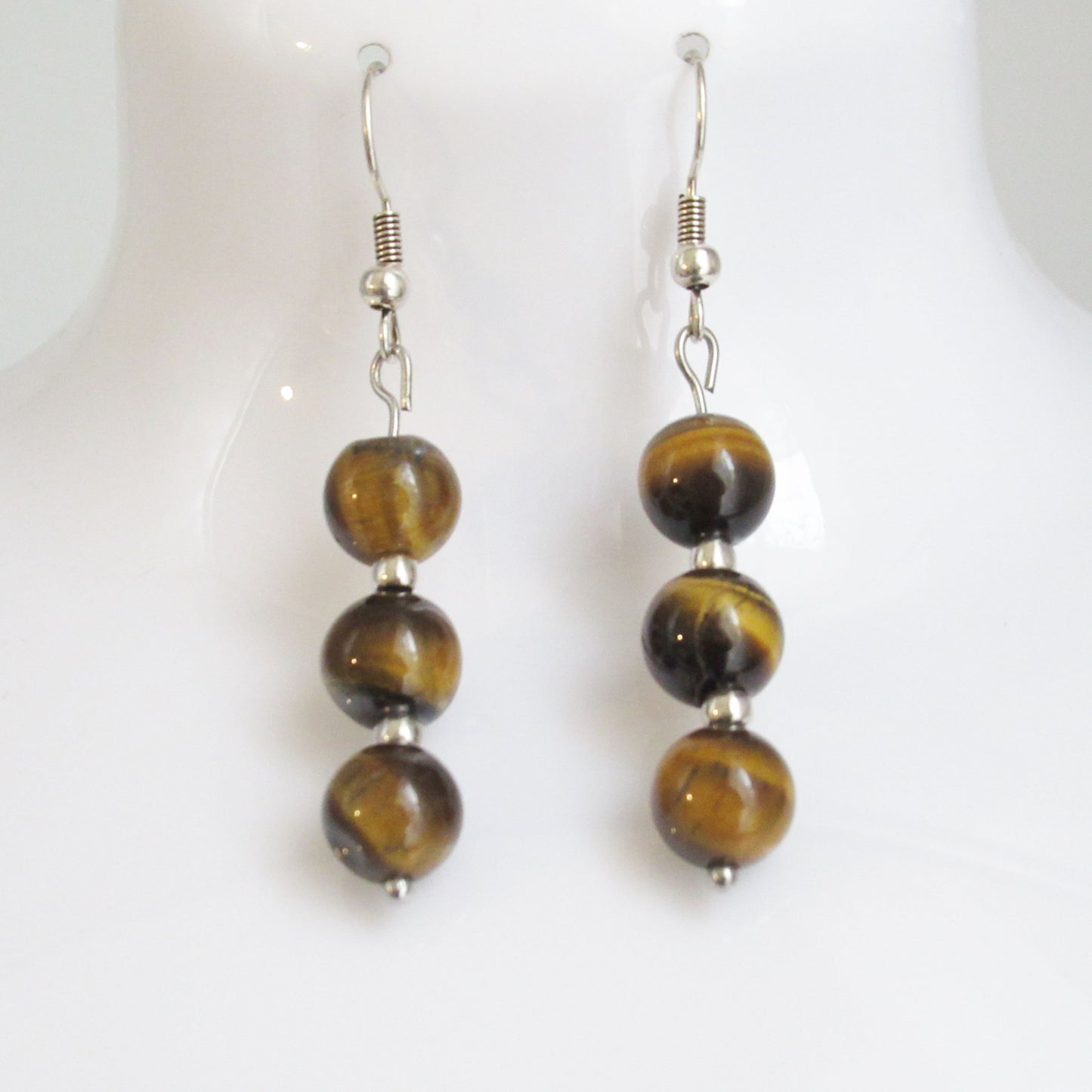 Boucles d'oreilles - Triple perles - en pierres naturelles