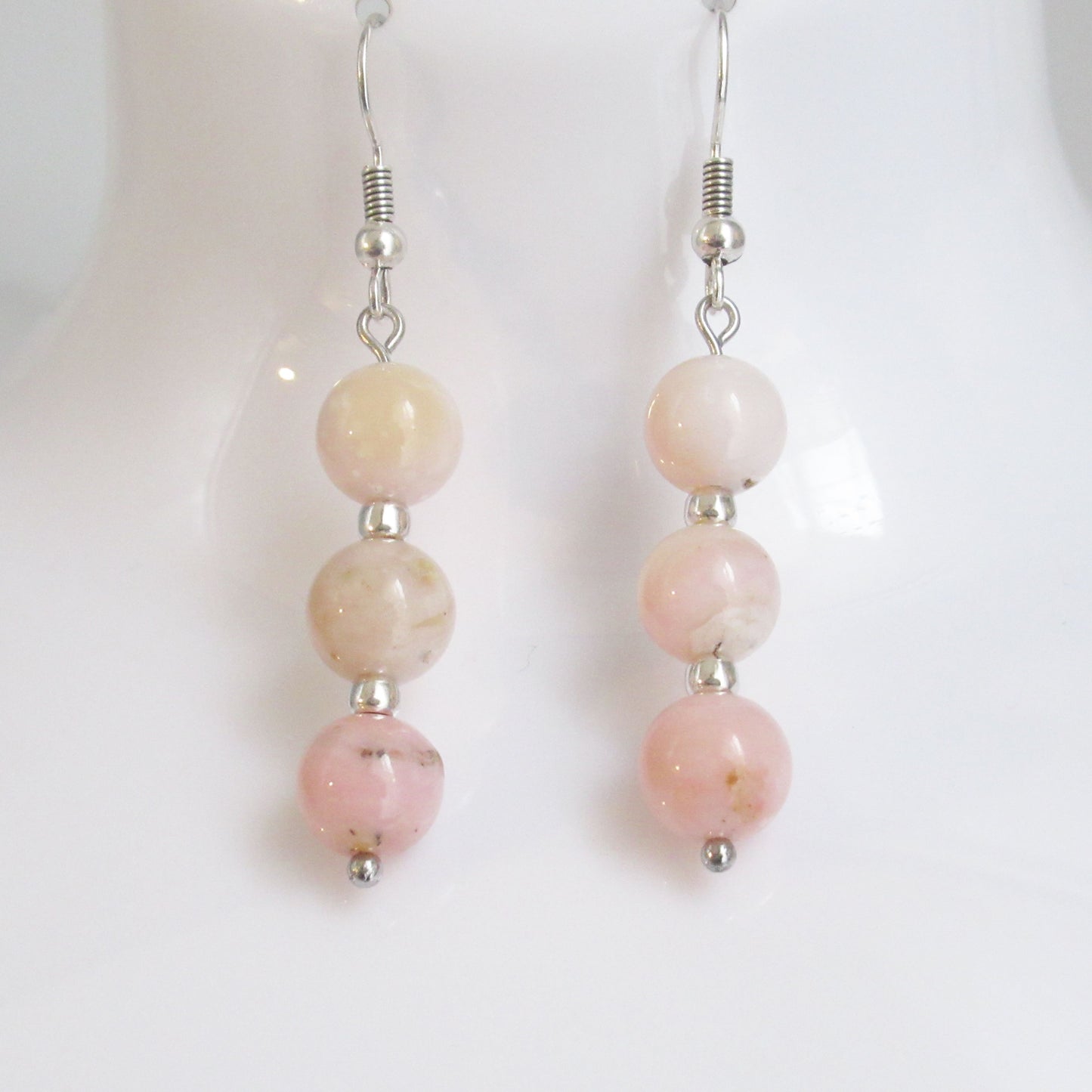 Boucles d'oreilles - Triple perles - en pierres naturelles