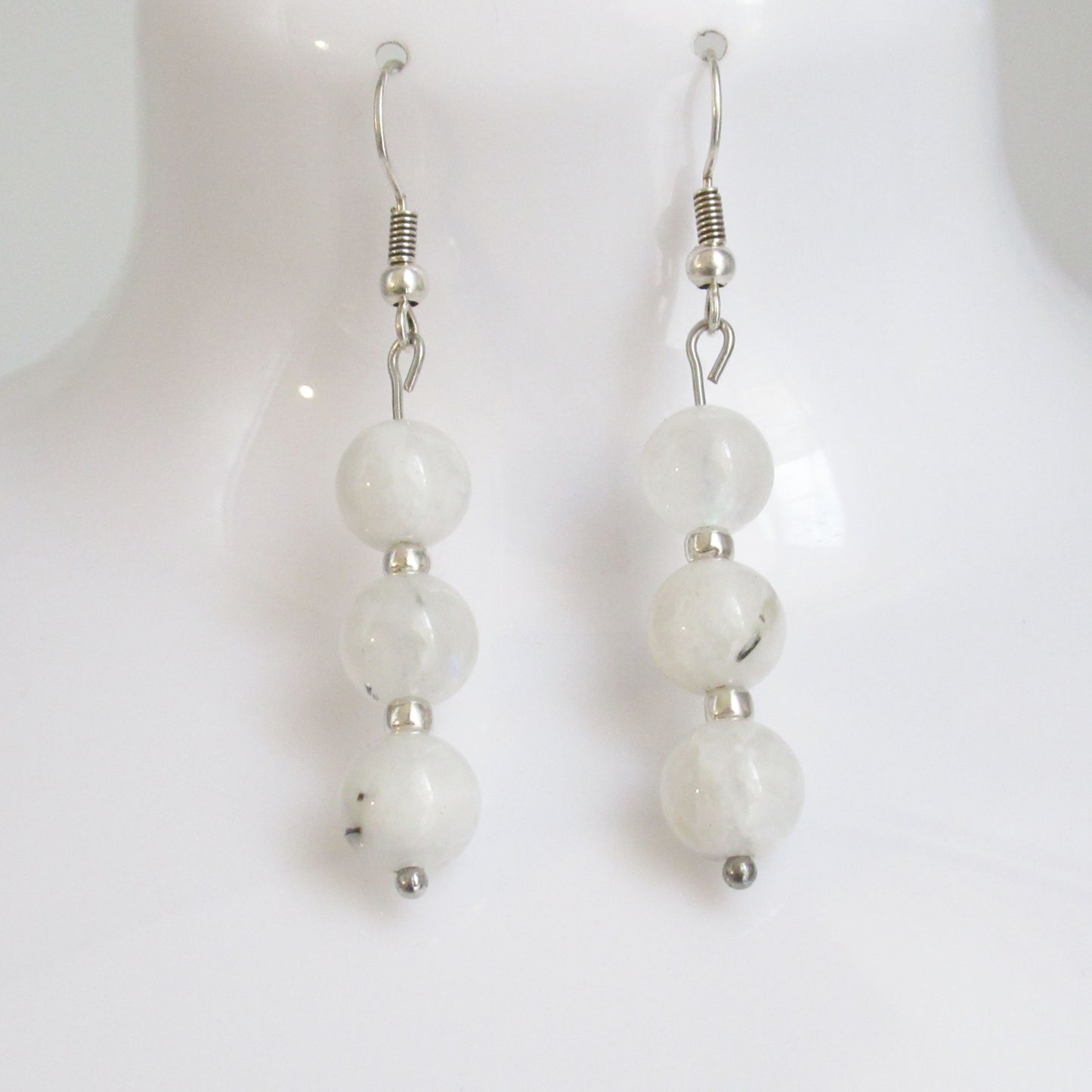 Boucles d'oreilles - Triple perles - en pierres naturelles