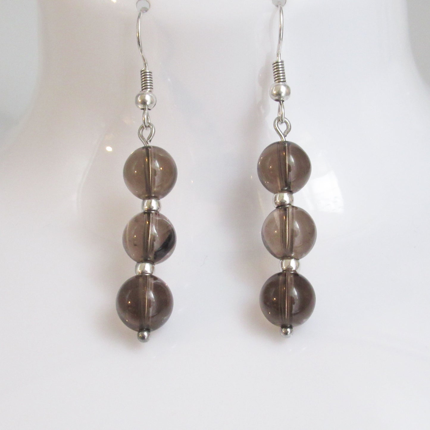 Boucles d'oreilles - Triple perles - en pierres naturelles