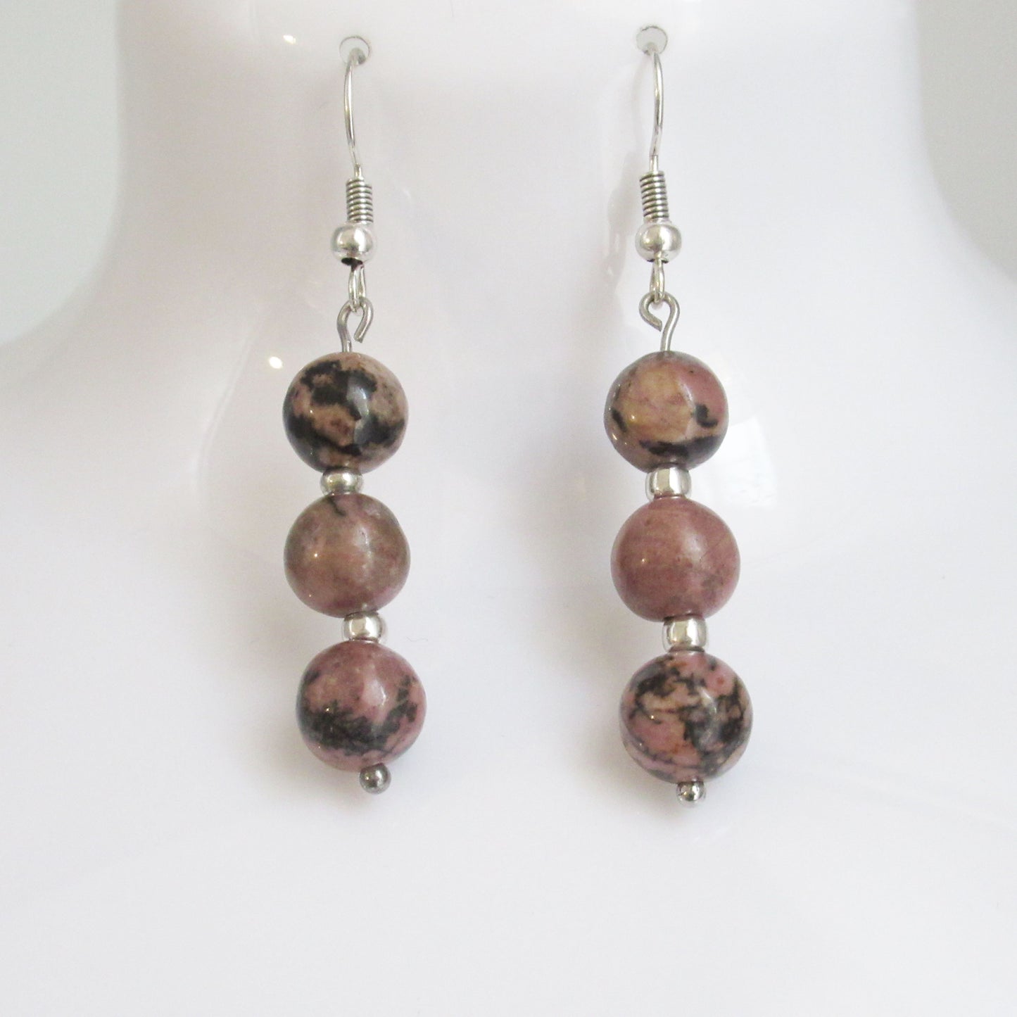 Boucles d'oreilles - Triple perles - en pierres naturelles
