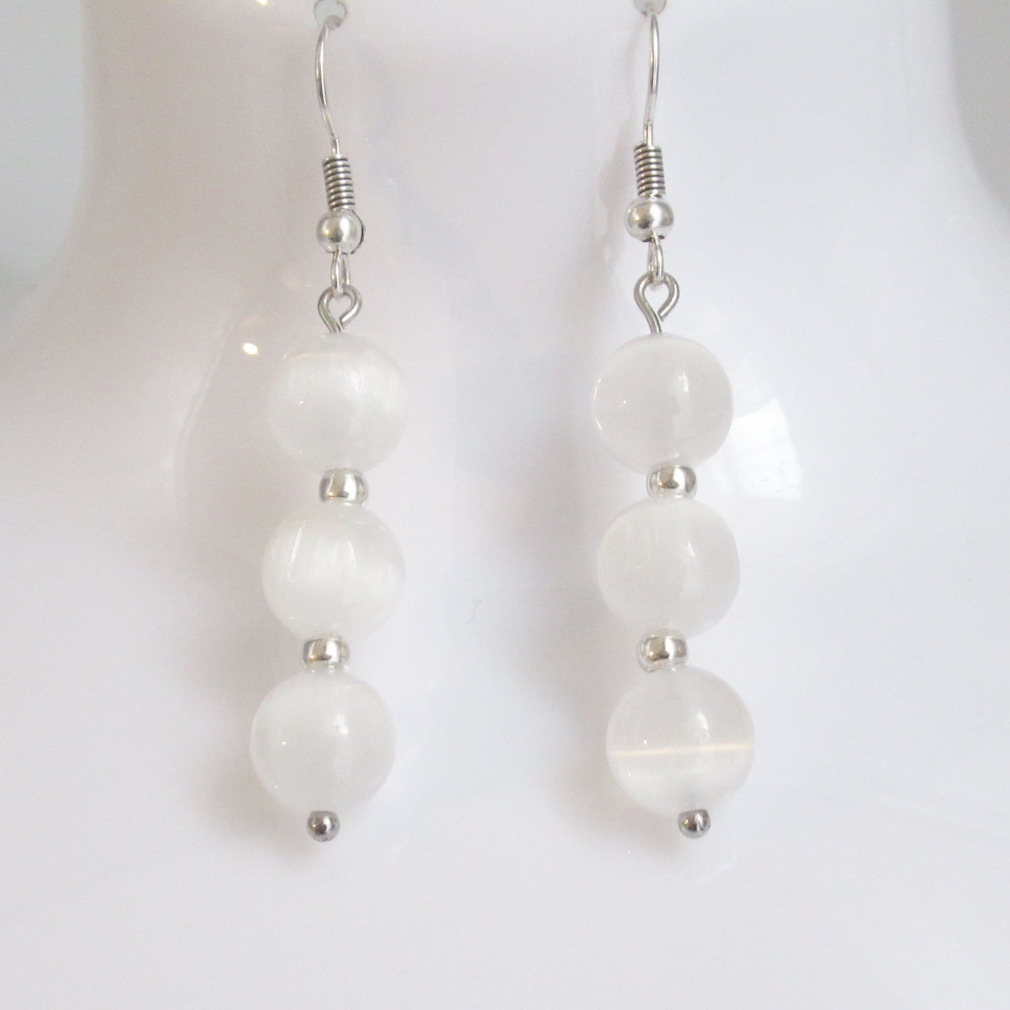 Boucles d'oreilles - Triple perles - en pierres naturelles