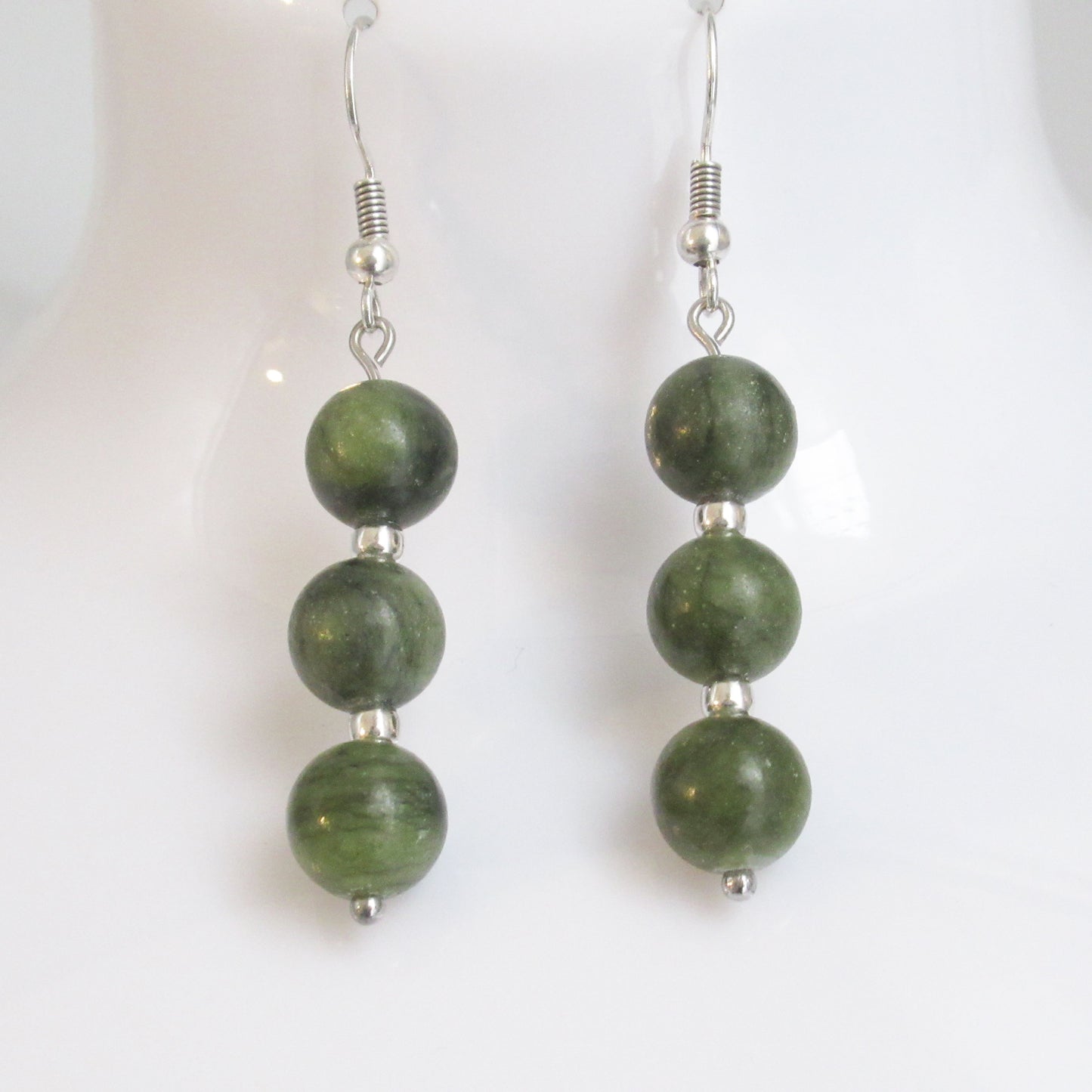 Boucles d'oreilles - Triple perles - en pierres naturelles