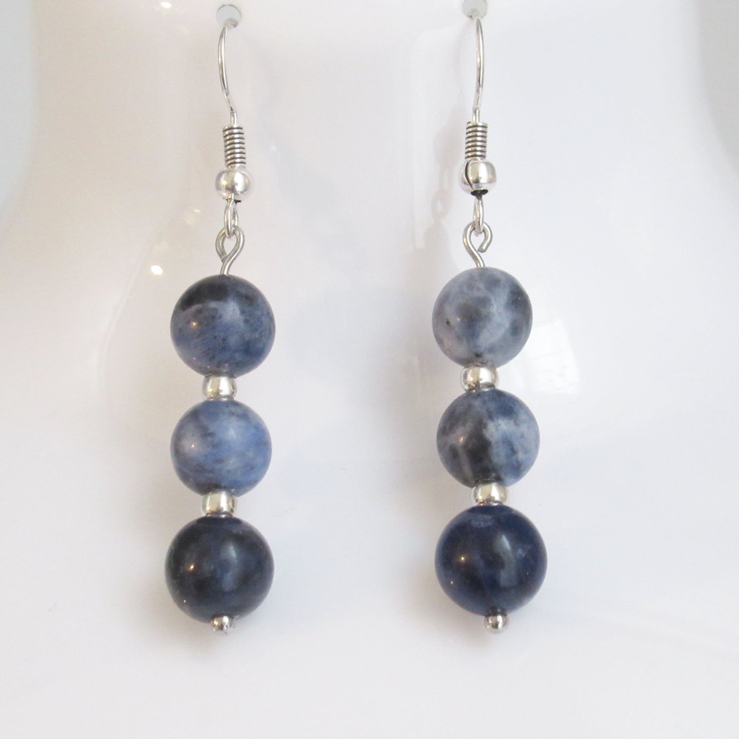 Boucles d'oreilles - Triple perles - en pierres naturelles