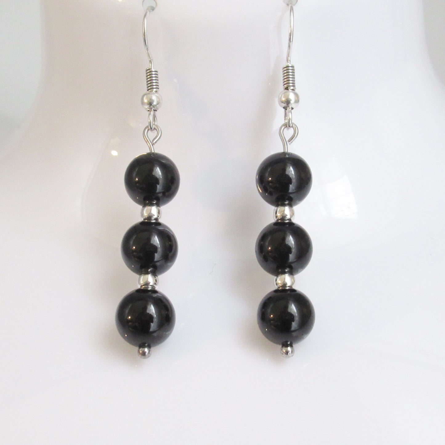 Boucles d'oreilles - Triple perles - en pierres naturelles
