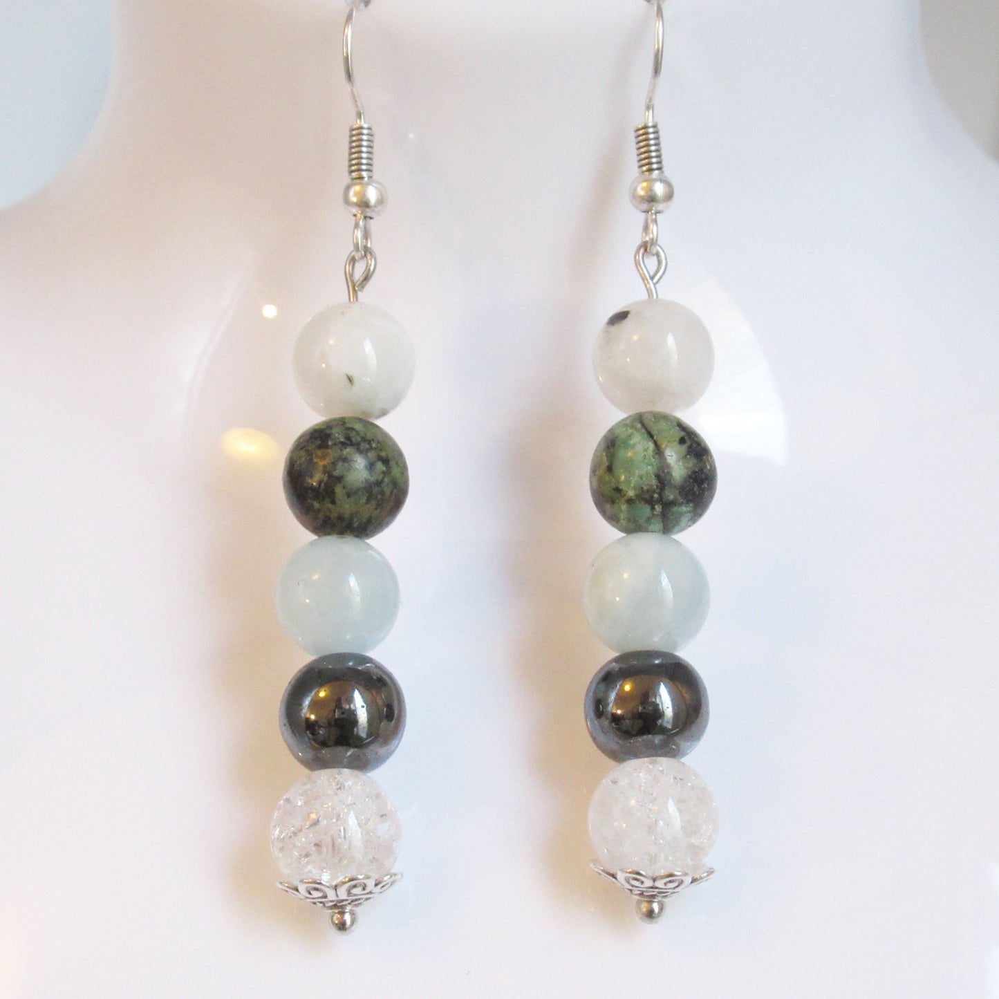 Boucles d'oreilles en pierres naturelles pour le mal des transports Femme