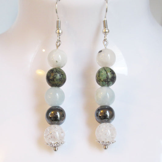 Boucles d'oreilles en pierres naturelles pour le mal des transports Femme