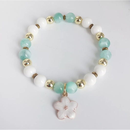 Bracelet en pierre naturelle - Garniérite - Nacre