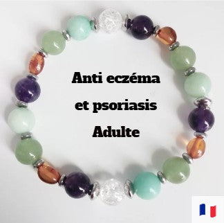 Bracelet anti eczéma et psoriasis Femme/Homme/Enfant en pierres nature… Ce bracelet anti eczéma en pierres naturelles est le remède pour vous débarrasser des problèmes cutanés comme l'eczéma, le psoriasis, la zone ou la dermatite séborrhéique. Un traitement efficace et 100% naturel pour combattre les effets indésirables, apaiser, contrôler les crises jusqu'à les faire totalement disparaitr