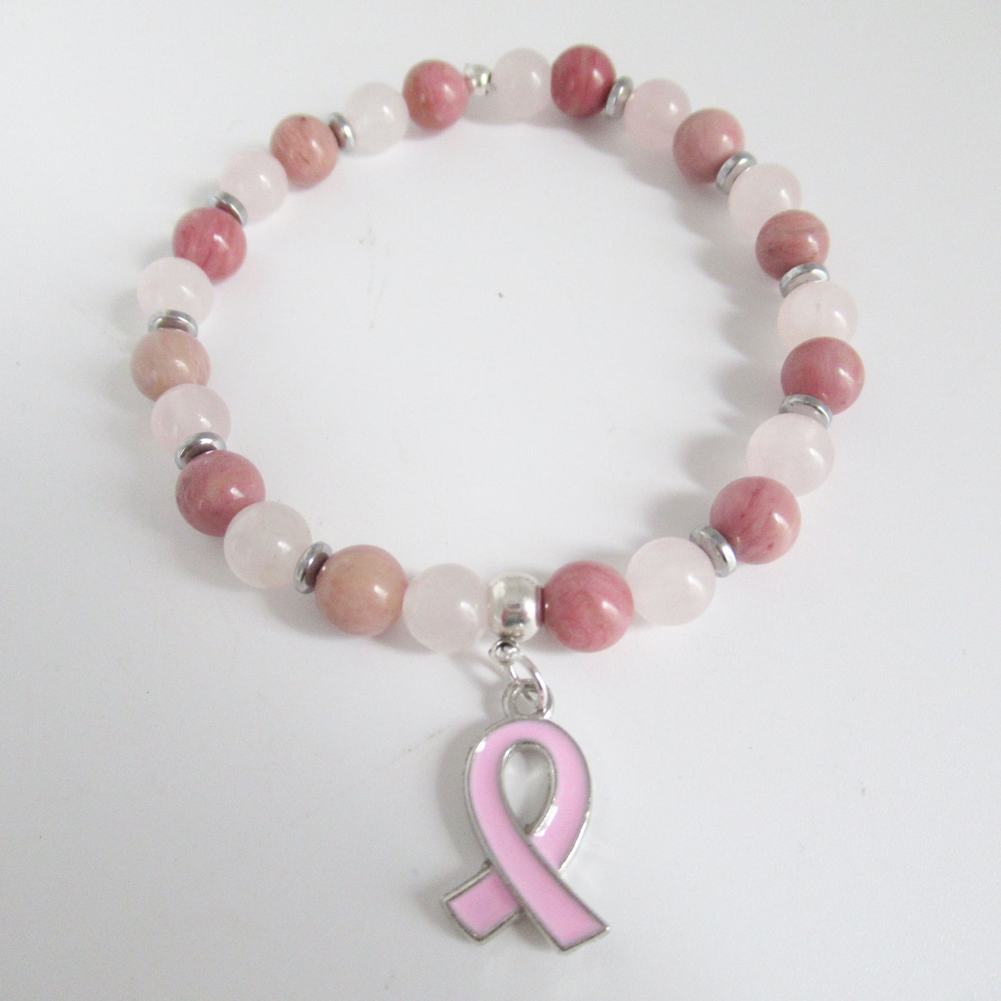 Collection en pierre naturelle - Octobre rose - Bracelet - Collier - Boucles d'oreilles