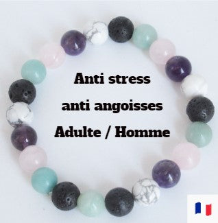 Bracelet pierre anti stress contre l'angoisse et l'anxiété Femme/Homme/Enfant en pierres naturelles