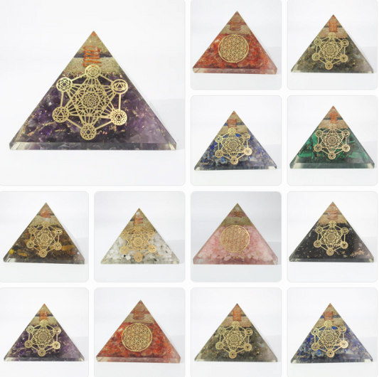 Orgonite Pyramide 75x75mm en pierres naturelles