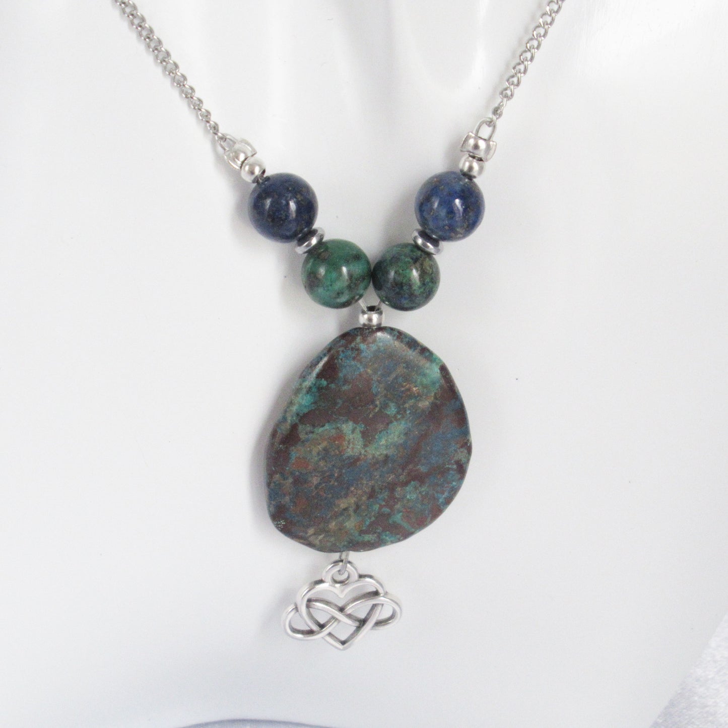 Collier - Azurite Malachite - Infini / Coeur en pierres naturelles
