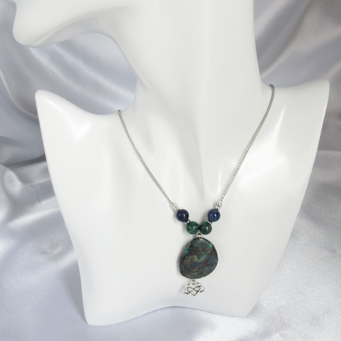 Collier - Azurite Malachite - Infini / Coeur en pierres naturelles