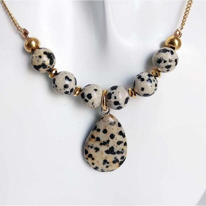 Collier en pierre naturelle - Jaspe Dalmatien