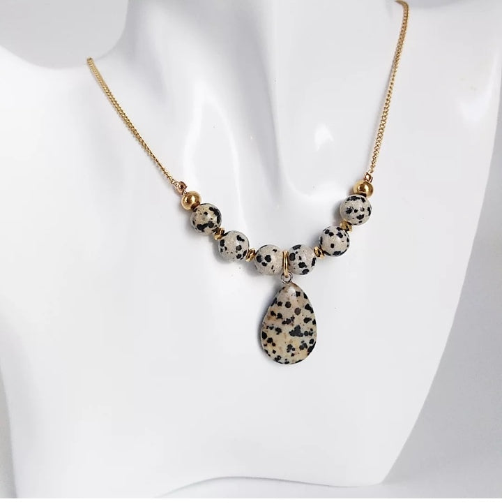 Collier en pierre naturelle - Jaspe Dalmatien