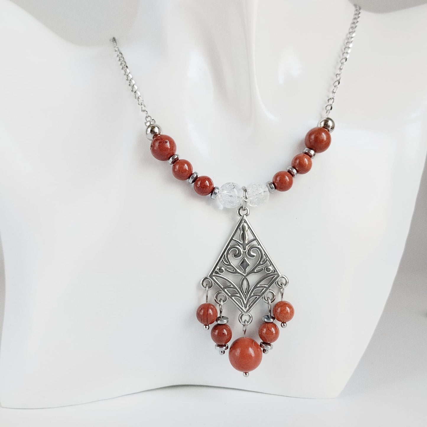 Collier en pierre naturelle - Jaspe rouge